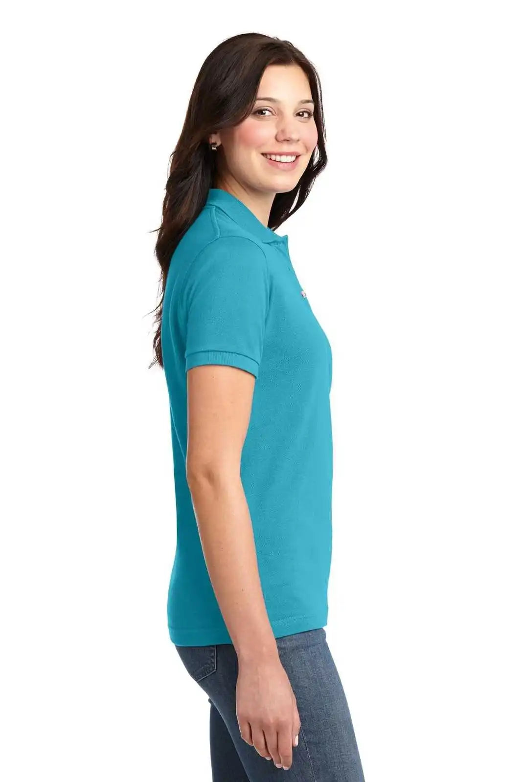 Port Authority L420 Ladies Heavyweight Cotton Pique Polo - Turquoise