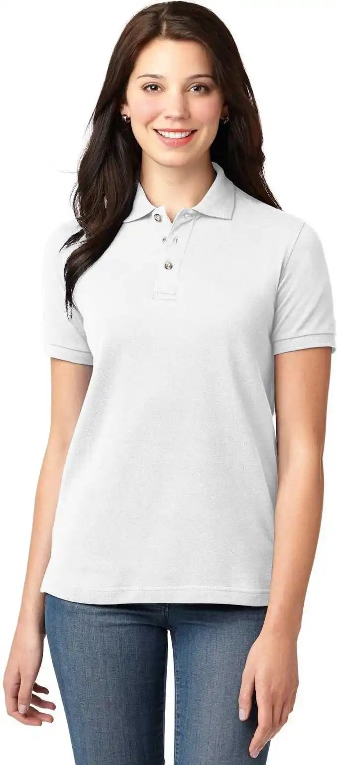 Port Authority L420 Ladies Heavyweight Cotton Pique Polo - White