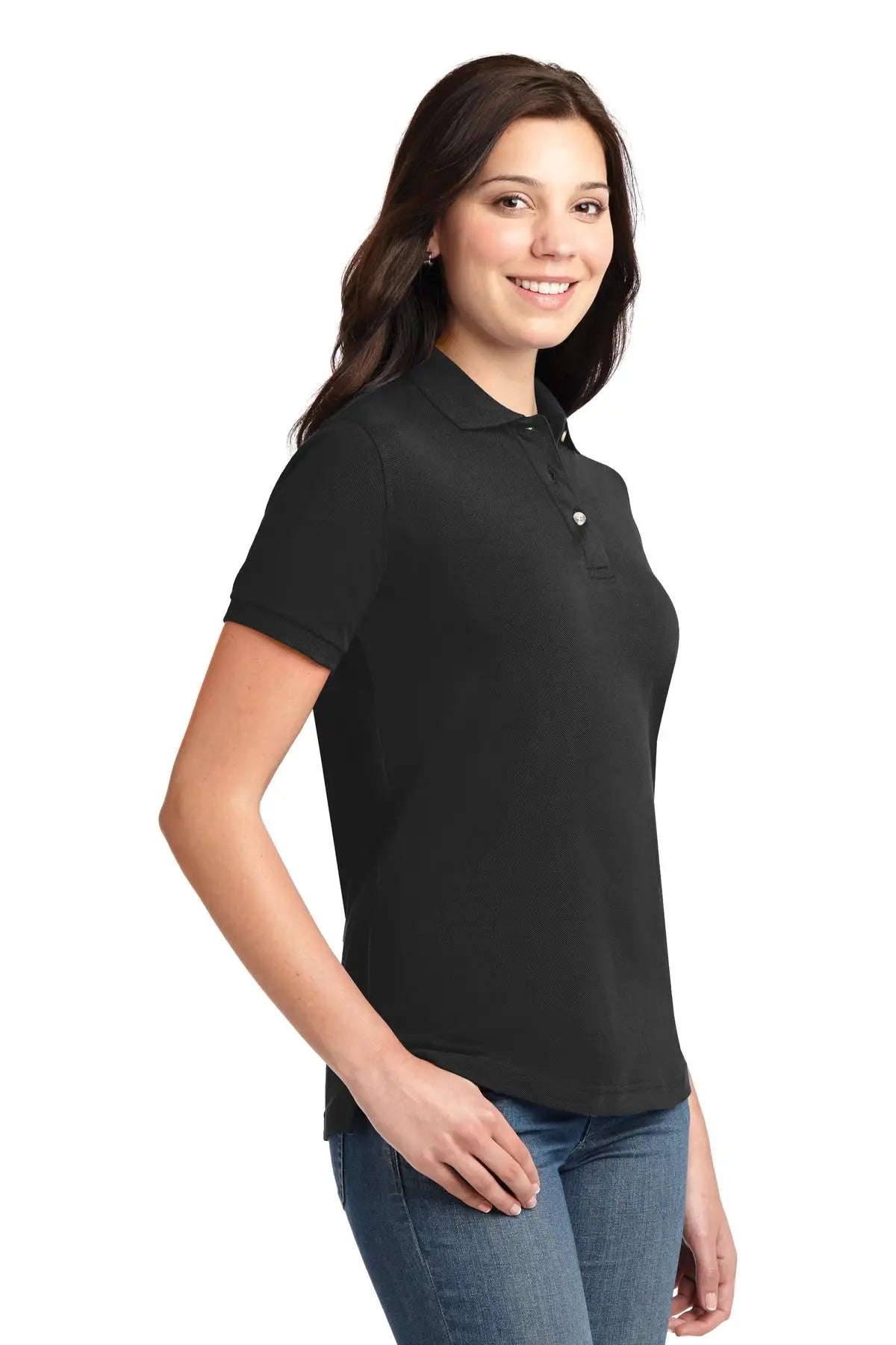 Port Authority L420 Women’s Heavyweight Cotton Pique Polo - Black