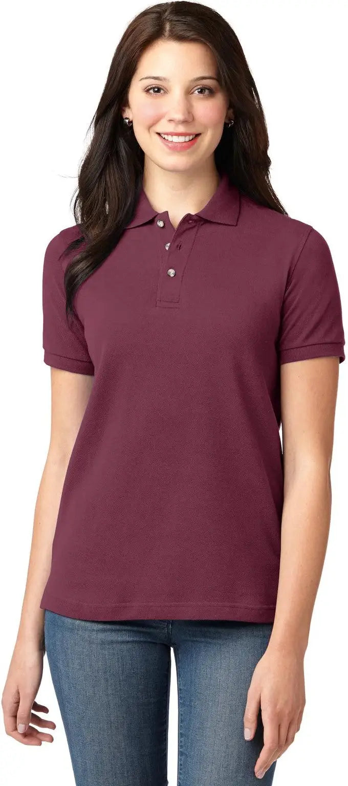 Port Authority L420 Women’s Heavyweight Cotton Pique Polo - Burgundy - Ladies Xs