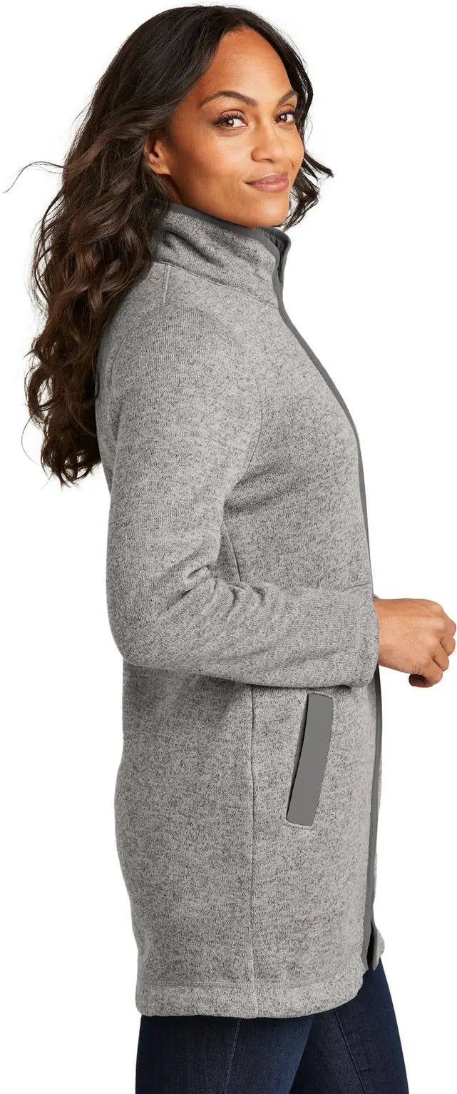 Port Authority L425 Women’s Arc Sweater Fleece Long Jacket - Deep Smoke Heather