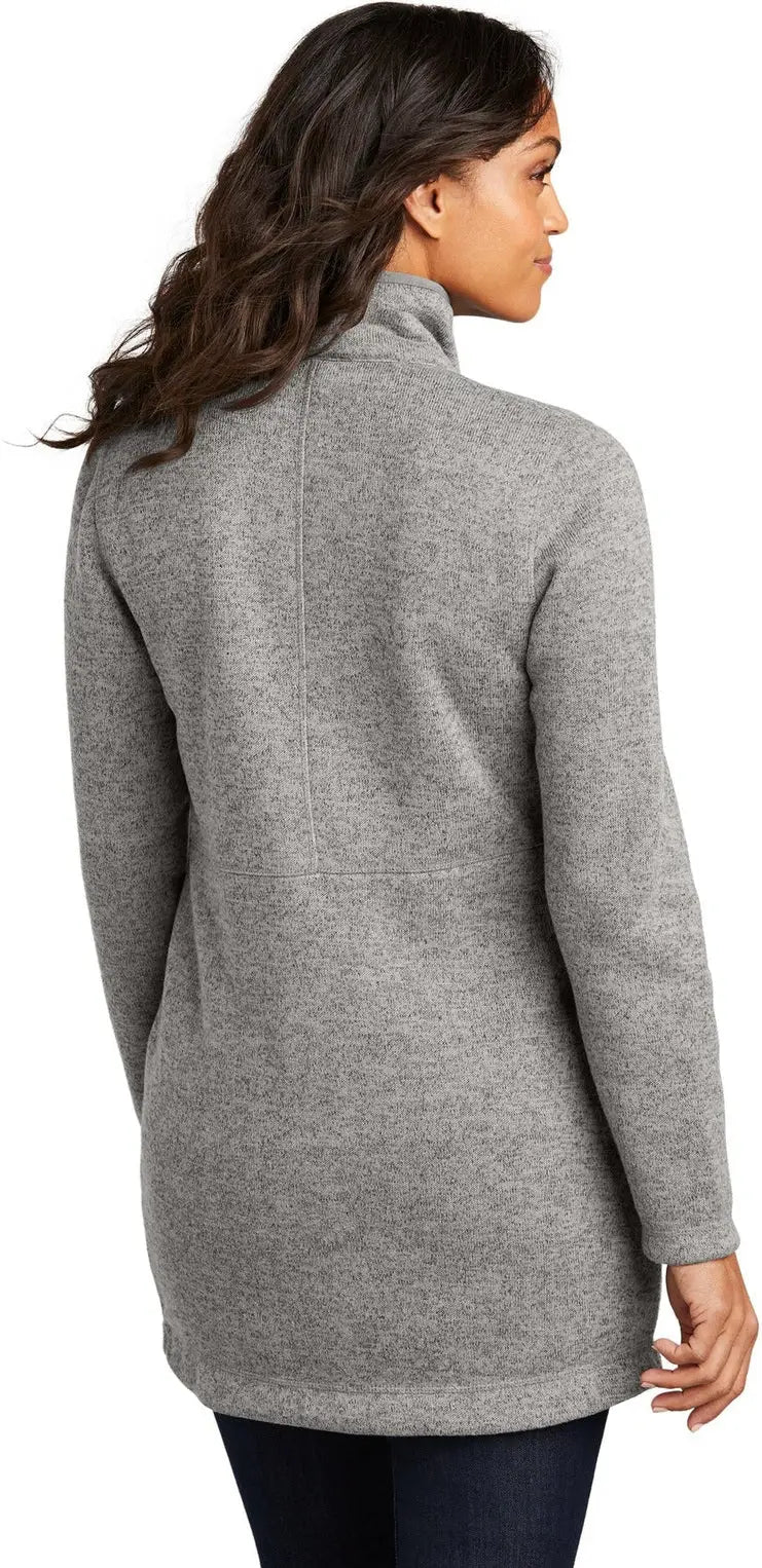 Port Authority L425 Women’s Arc Sweater Fleece Long Jacket - Deep Smoke Heather