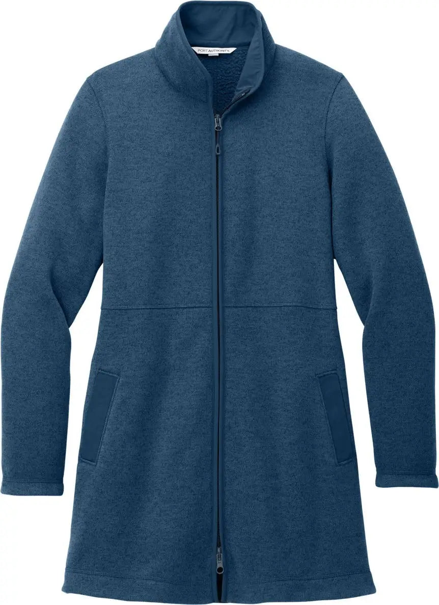 Port Authority L425 Women’s Arc Sweater Fleece Long Jacket - Insignia Blue Heather