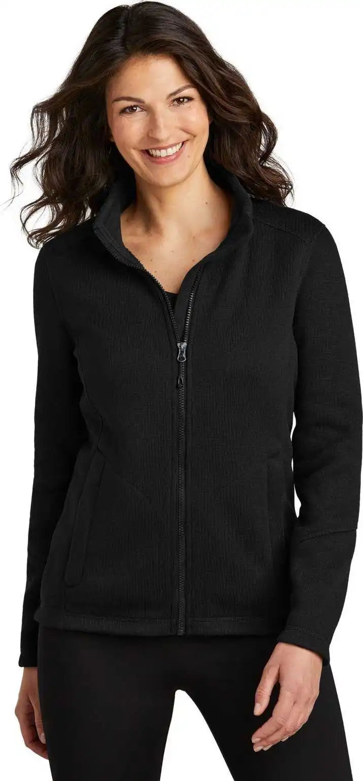 Port Authority L428 Ladies Arc Sweater Fleece Jacket Deep Black