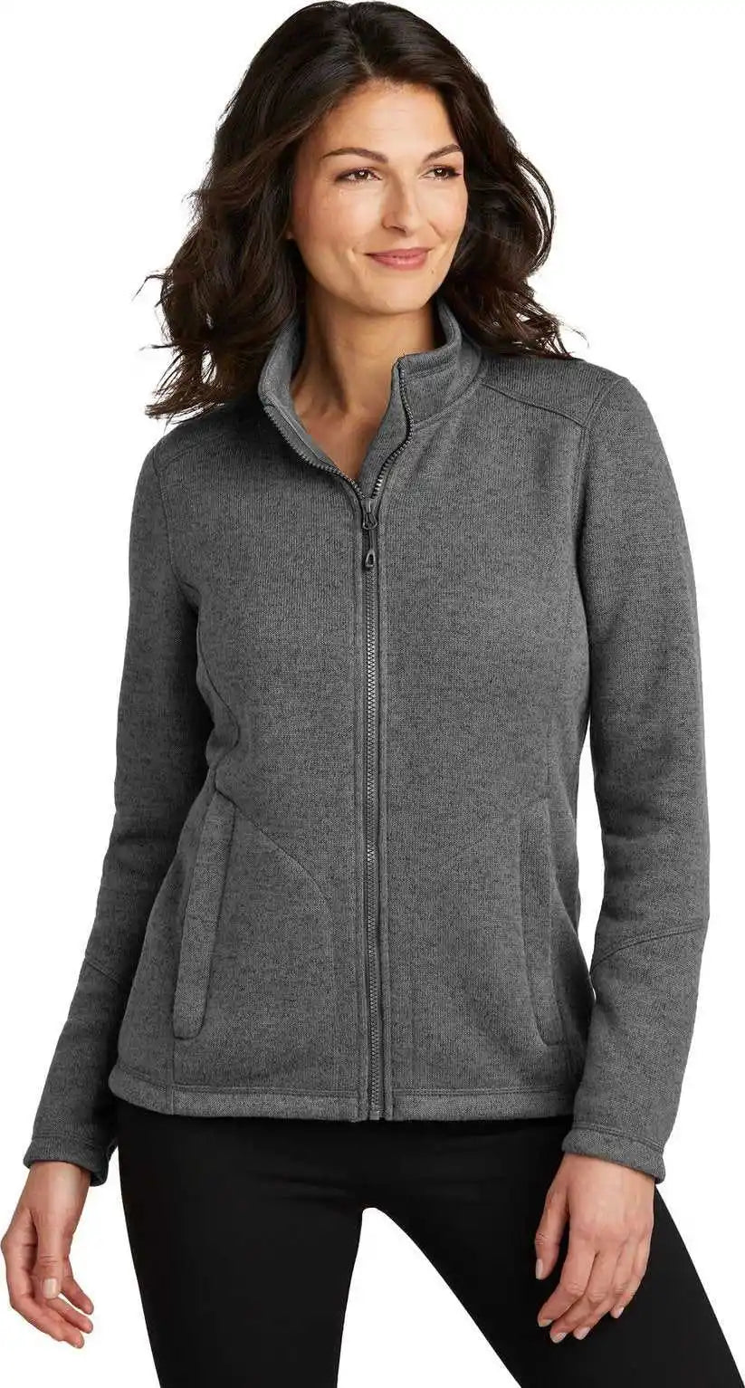Port Authority L428 Ladies Arc Sweater Fleece Jacket Grysmkhthr