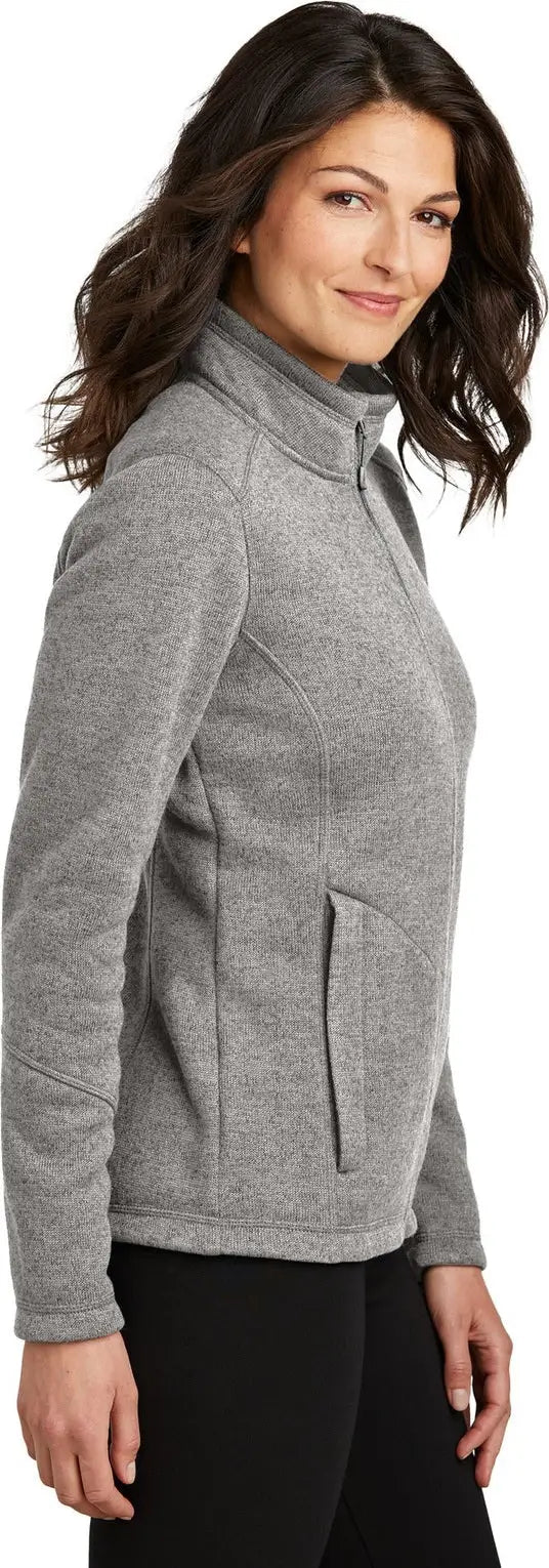 Port Authority L428 Women’s Arc Sweater Fleece Jacket - Deep Smoke Heather
