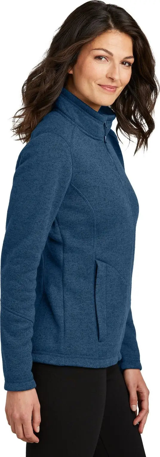 Port Authority L428 Women’s Arc Sweater Fleece Jacket - Insignia Blue Heather