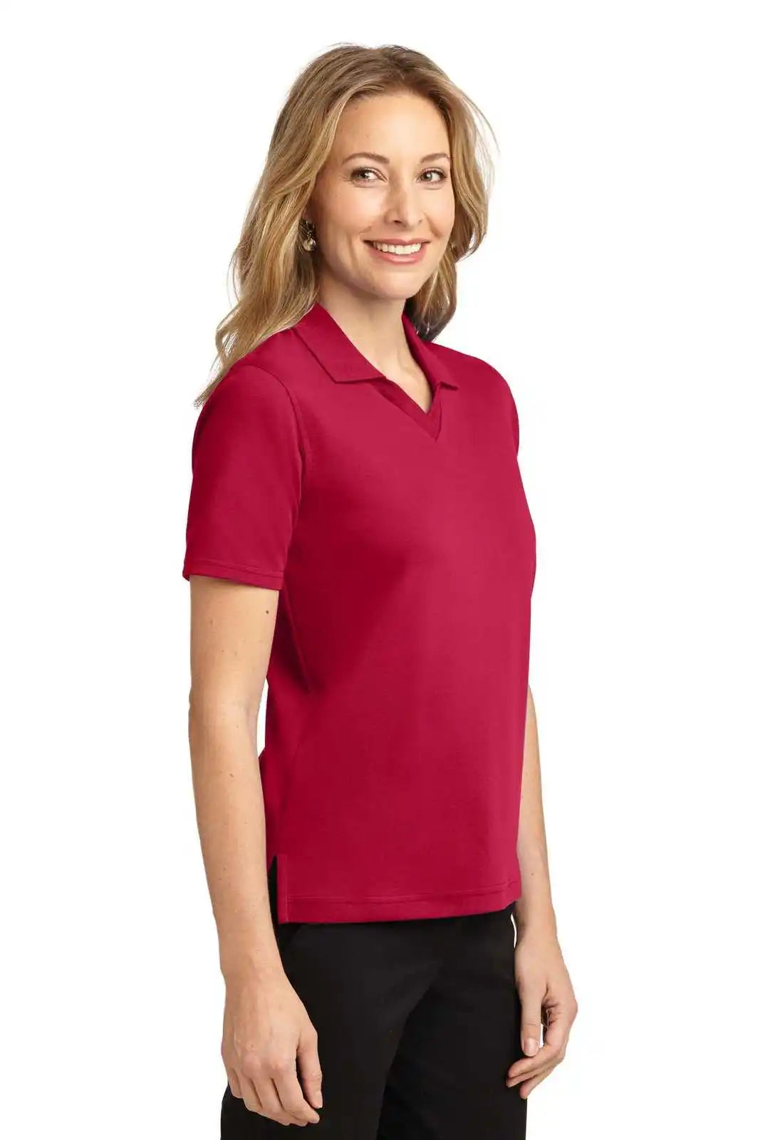 Port Authority L455 Ladies Rapid Dry Polo - Red