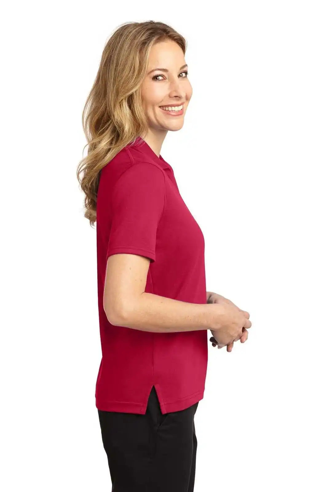 Port Authority L455 Ladies Rapid Dry Polo - Red