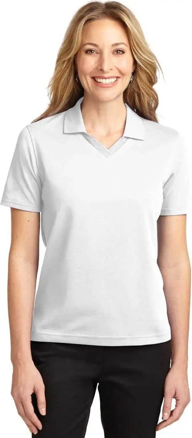 Port Authority L455 Ladies Rapid Dry Polo - White