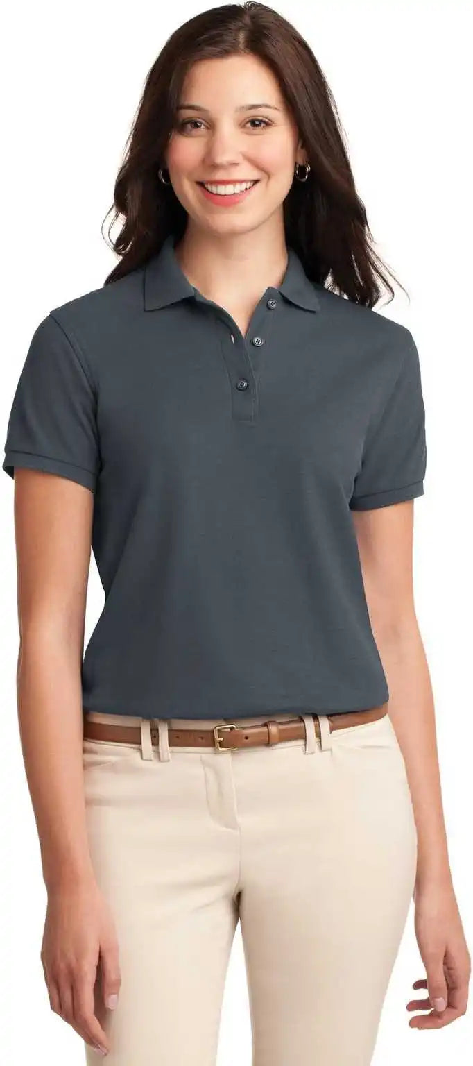 Port Authority L500 Ladies Silk Touch Polo Steel Gray