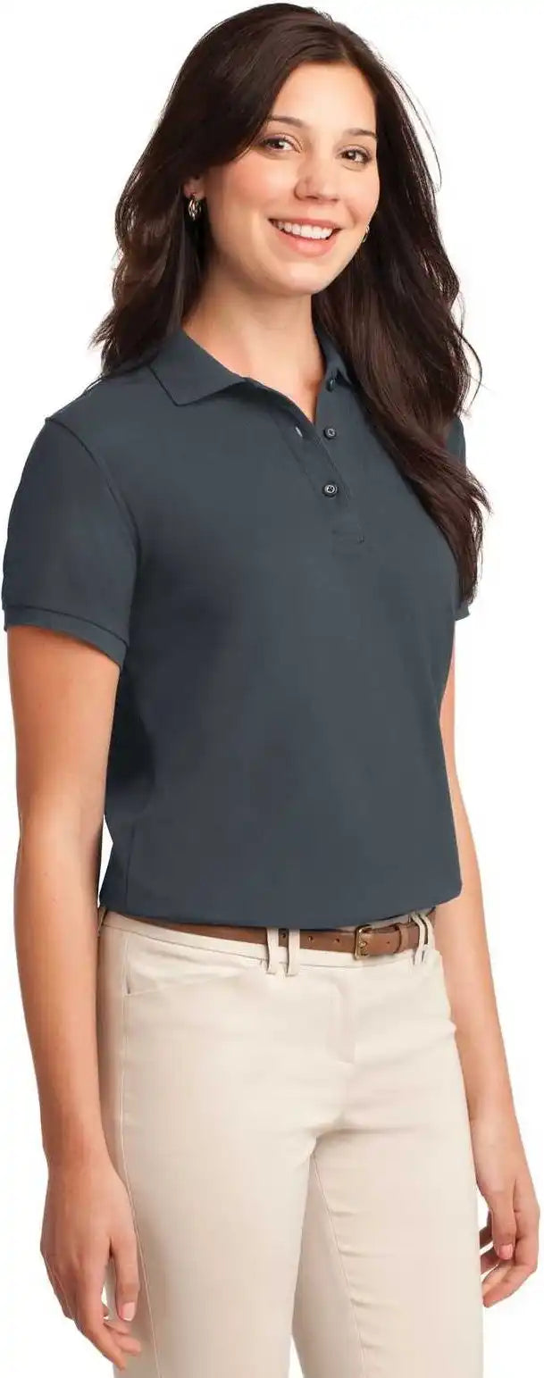 Port Authority L500 Ladies Silk Touch Polo Steel Gray