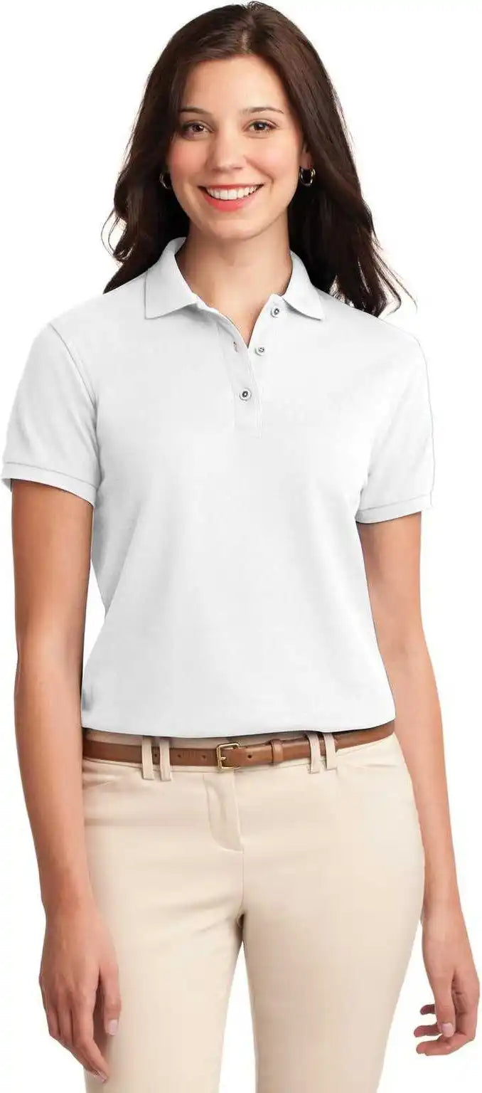 Port Authority L500 Ladies Silk Touch Polo White