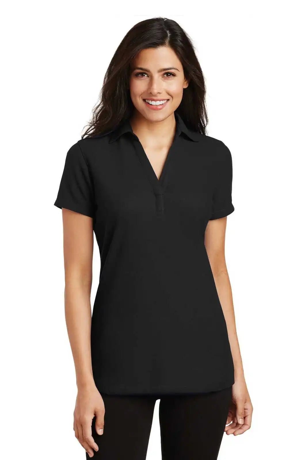 Port Authority L5001 Ladies Silk Touch Y-neck Polo - Black