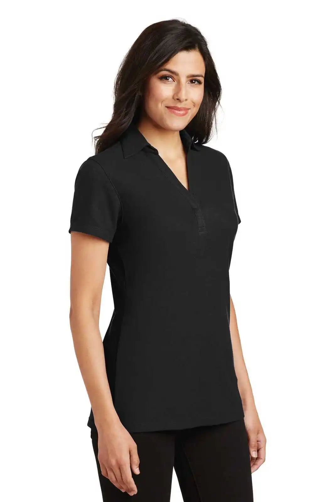 Port Authority L5001 Ladies Silk Touch Y-neck Polo - Black