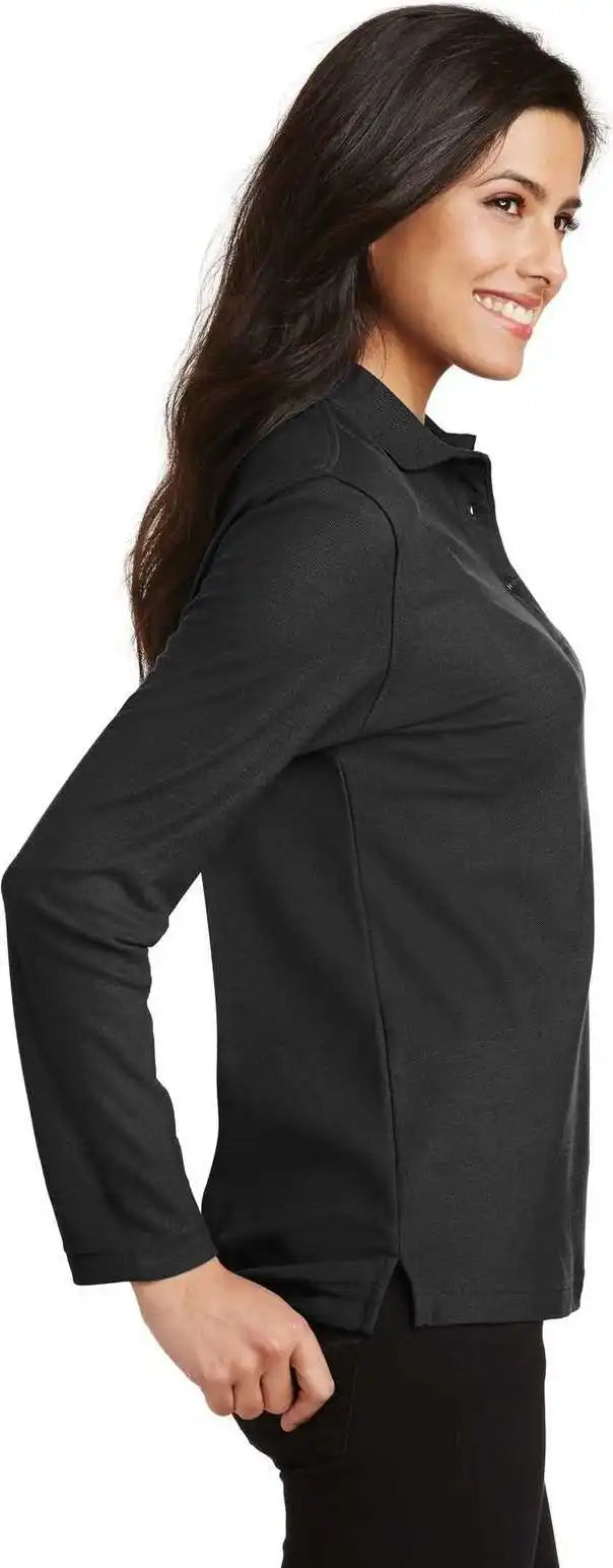 Port Authority L500ls Ladies Silk Touch Long Sleeve Polo Black