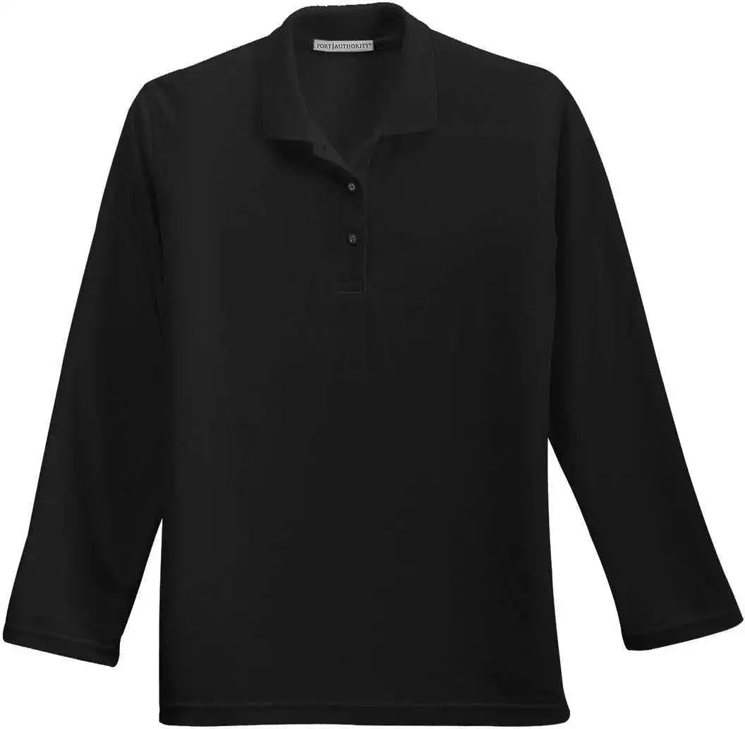 Port Authority L500ls Ladies Silk Touch Long Sleeve Polo Black