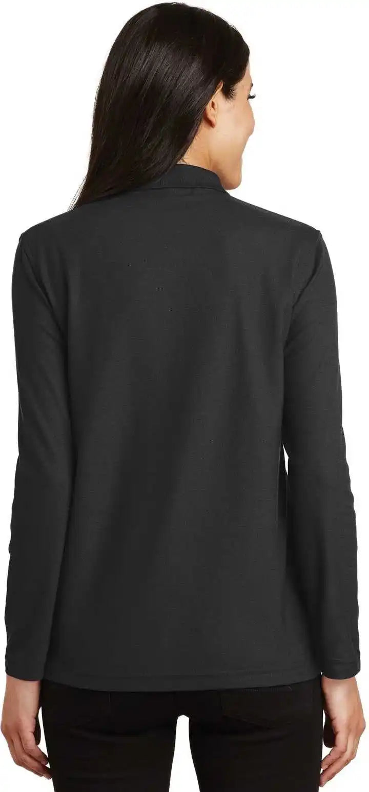 Port Authority L500ls Ladies Silk Touch Long Sleeve Polo - Black
