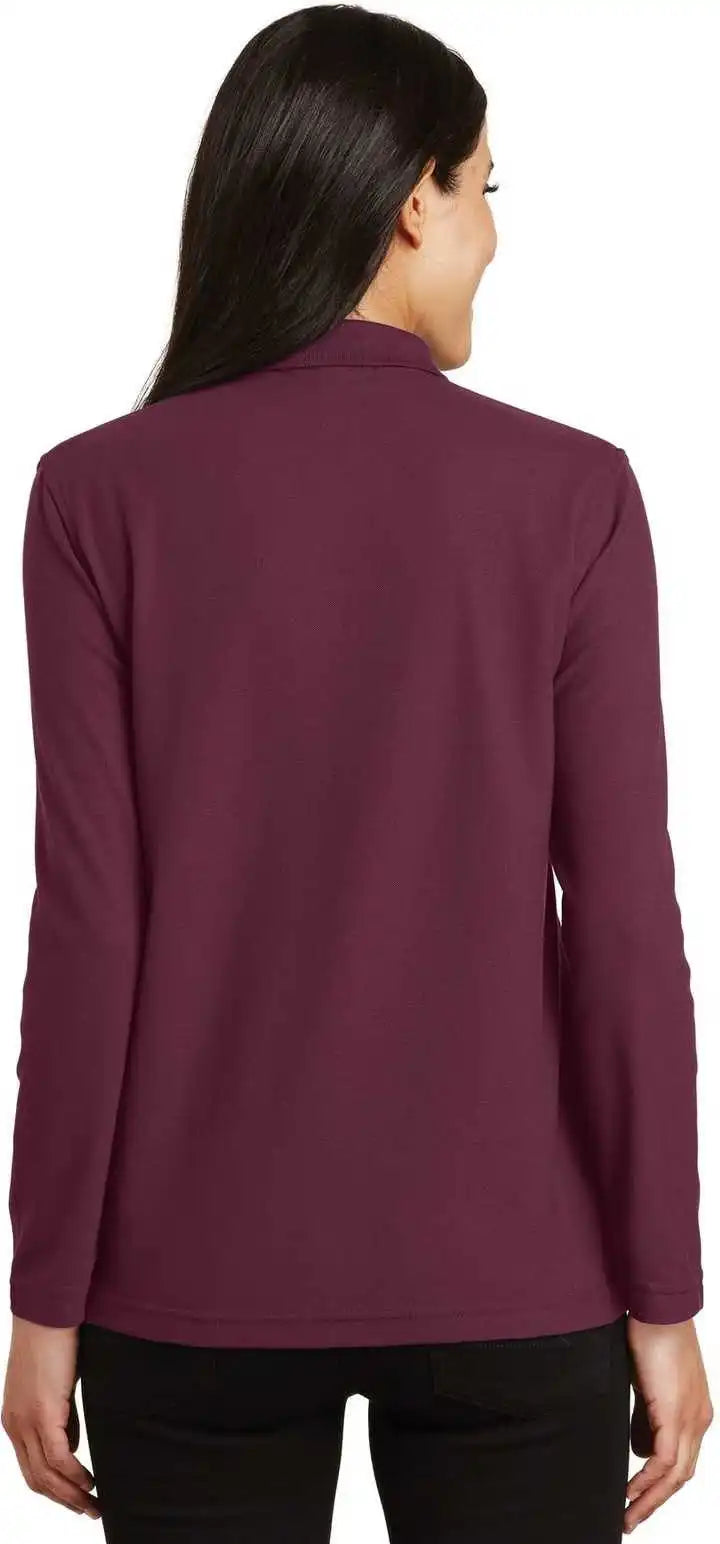 Port Authority L500ls Ladies Silk Touch Long Sleeve Polo Burgundy