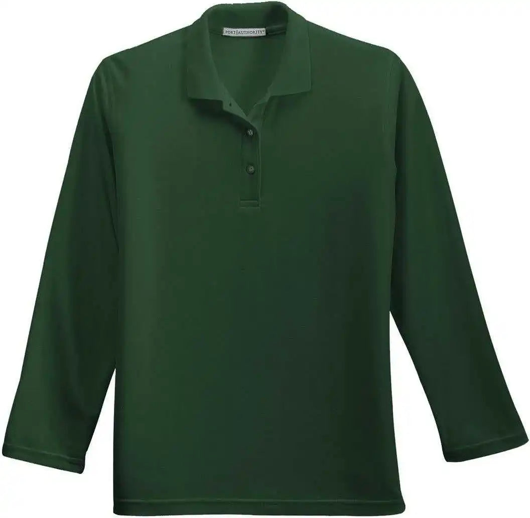 Port Authority L500ls Ladies Silk Touch Long Sleeve Polo Dark Green