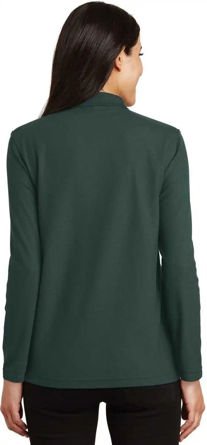 Port Authority L500ls Ladies Silk Touch Long Sleeve Polo Dark Green