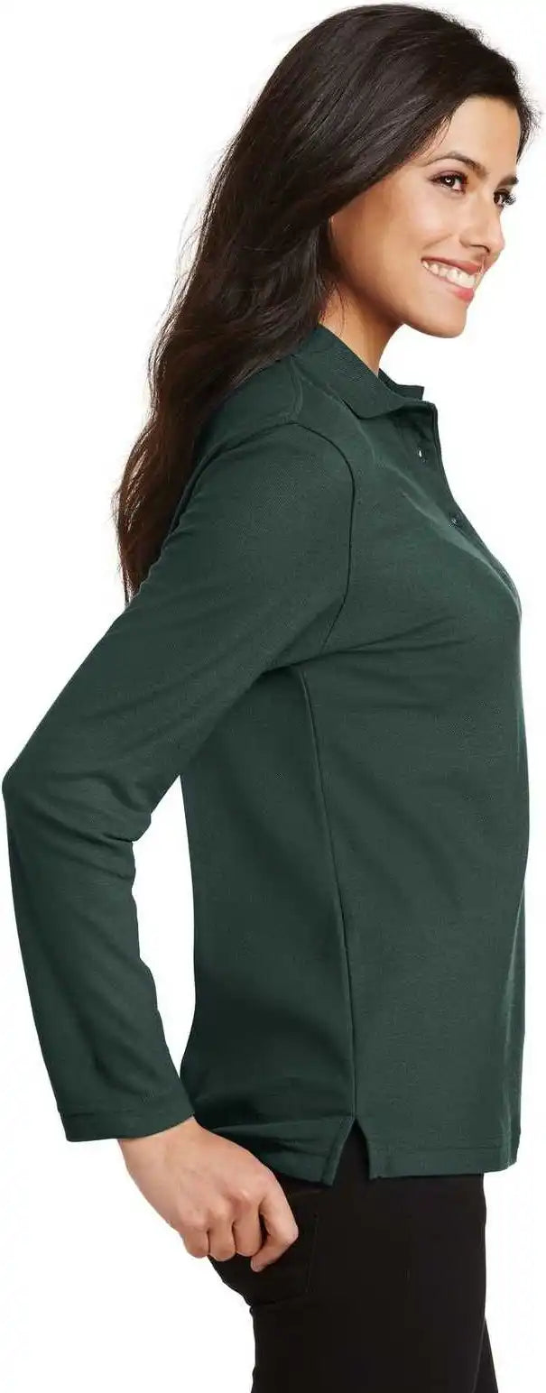 Port Authority L500ls Ladies Silk Touch Long Sleeve Polo Dark Green