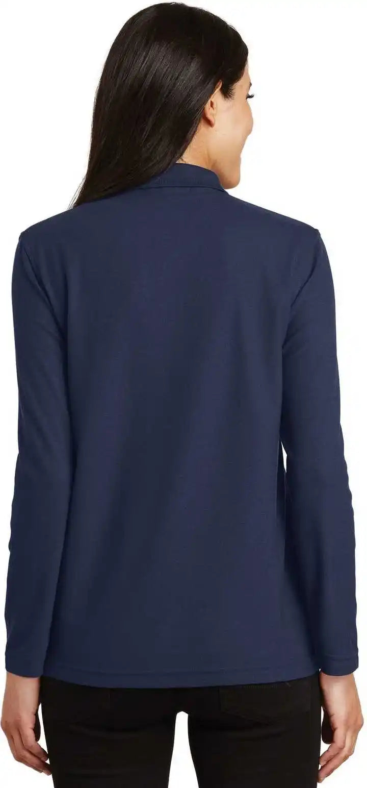 Port Authority L500ls Ladies Silk Touch Long Sleeve Polo Navy