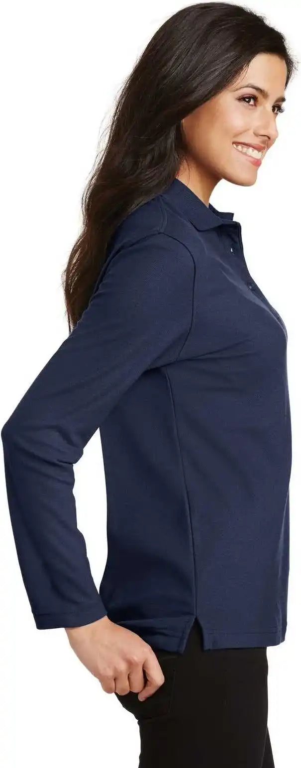 Port Authority L500ls Ladies Silk Touch Long Sleeve Polo Navy