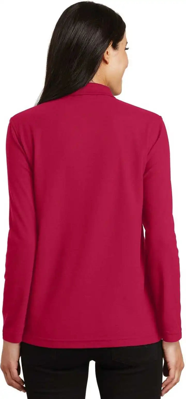 Port Authority L500ls Ladies Silk Touch Long Sleeve Polo Red