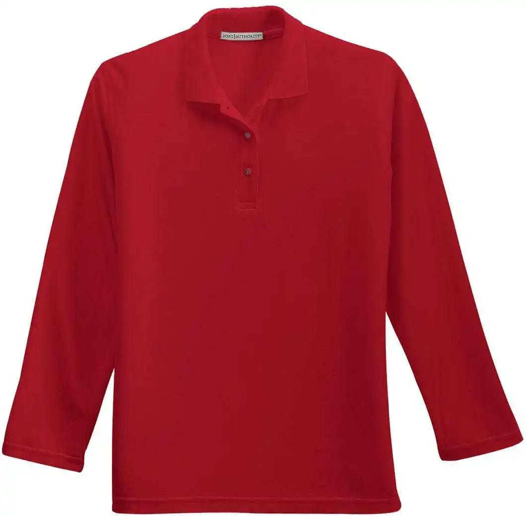 Port Authority L500ls Ladies Silk Touch Long Sleeve Polo Red