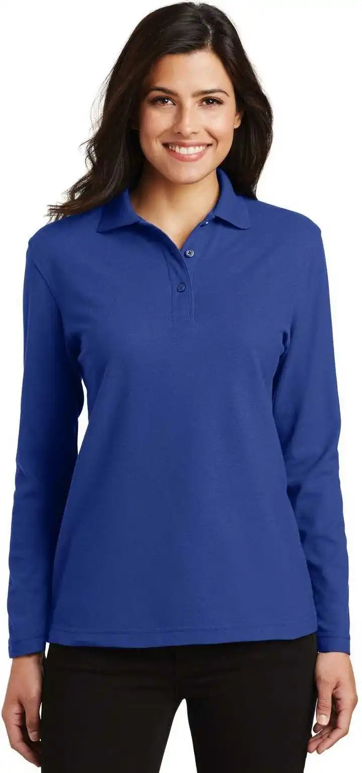 Port Authority L500ls Ladies Silk Touch Long Sleeve Polo Royal