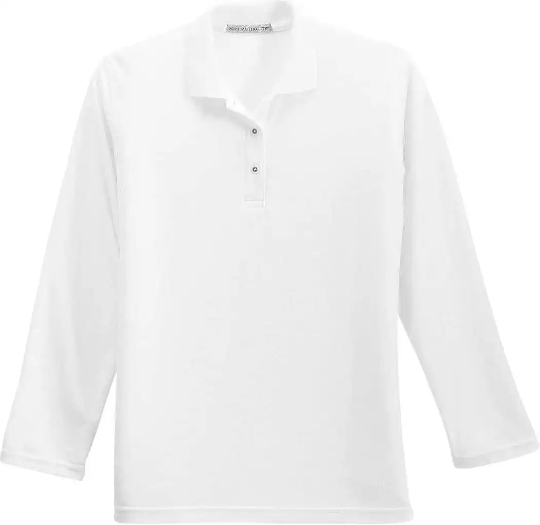 Port Authority L500ls Ladies Silk Touch Long Sleeve Polo White