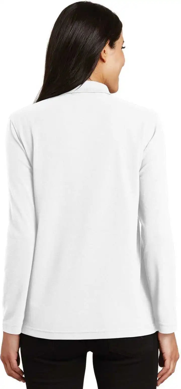 Port Authority L500ls Ladies Silk Touch Long Sleeve Polo White