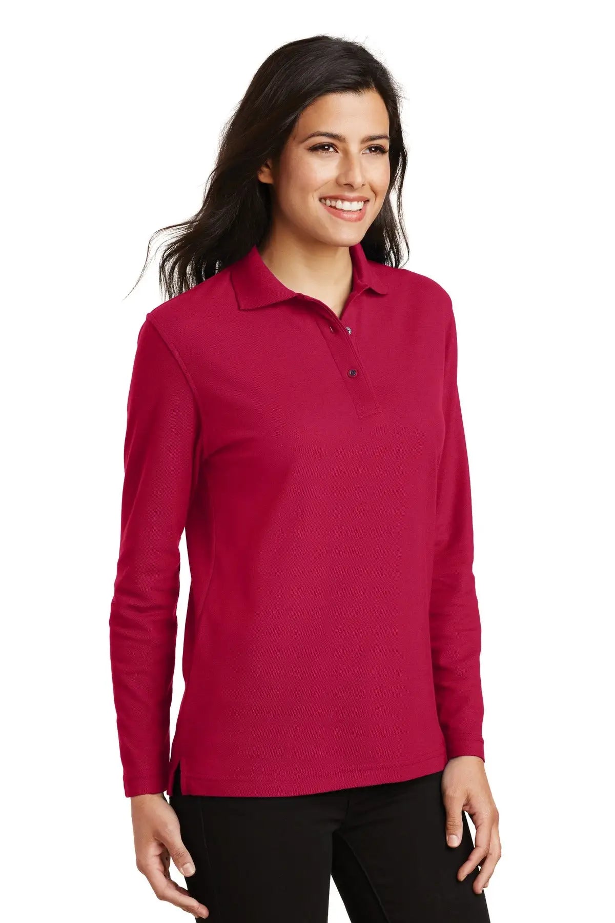 Port Authority L500ls Women’s Silk Touch Long Sleeve Polo - Red