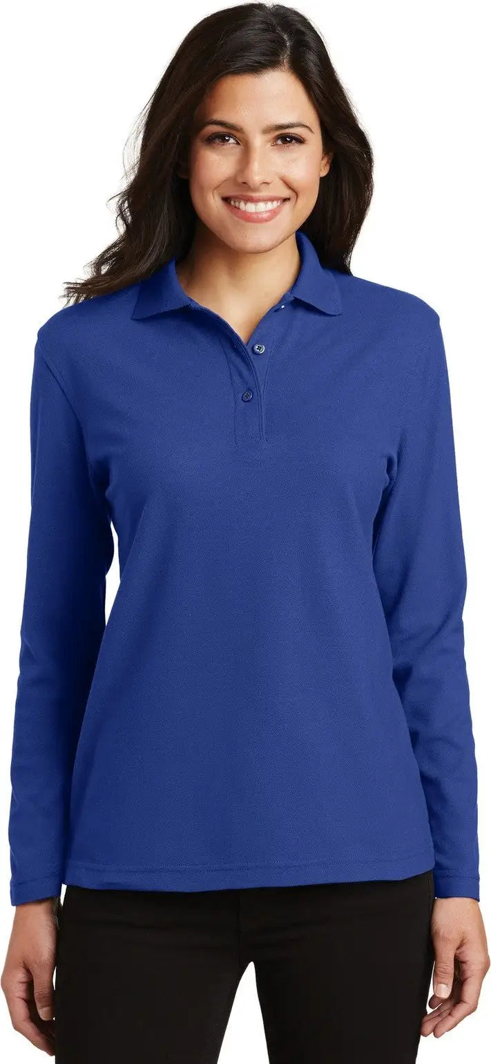 Port Authority L500ls Women’s Silk Touch Long Sleeve Polo - Royal - Ladies Xs