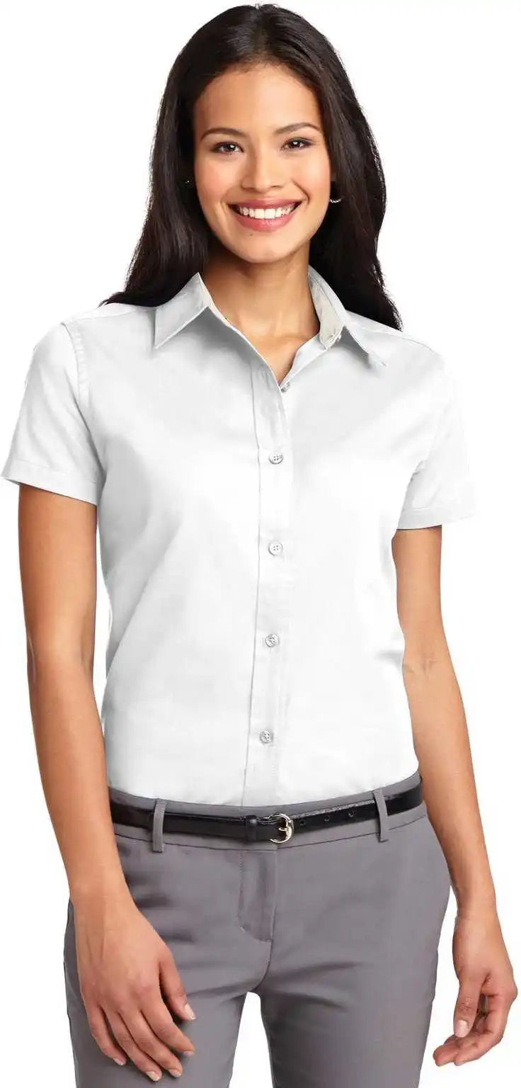 Port Authority L508 Ladies Short Sleeve Easy Care Shirt White Light Stone