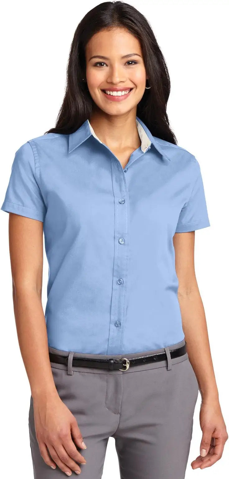 Port Authority L508 Women’s Short Sleeve Easy Care Shirt - Light Blue Stone - Blue/ / Ladies Xs
