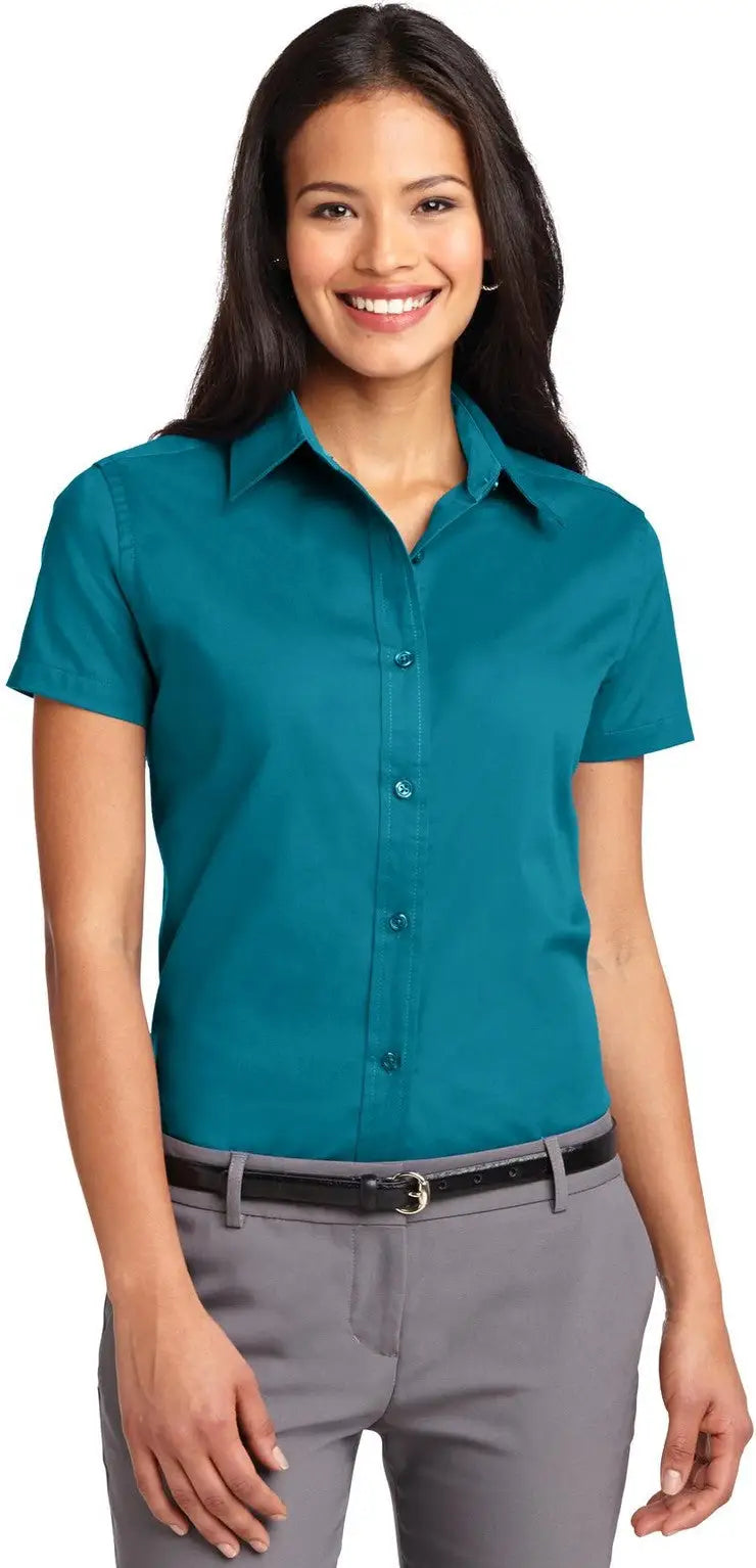 Port Authority L508 Women’s Short Sleeve Easy Care Shirt - Teal Green - Ladies Xs