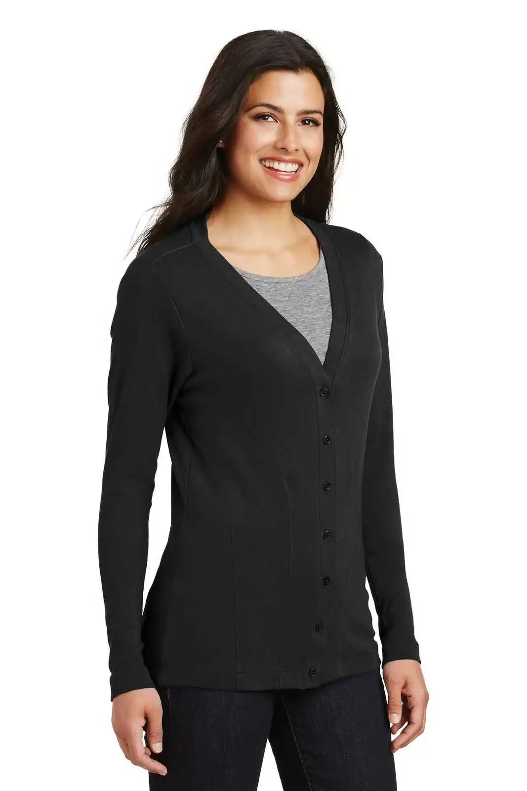 Port Authority L515 Ladies Modern Stretch Cotton Cardigan - Black