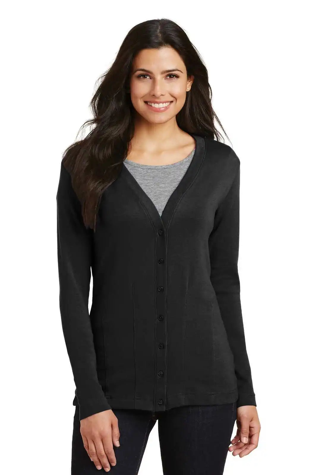 Port Authority L515 Ladies Modern Stretch Cotton Cardigan - Black