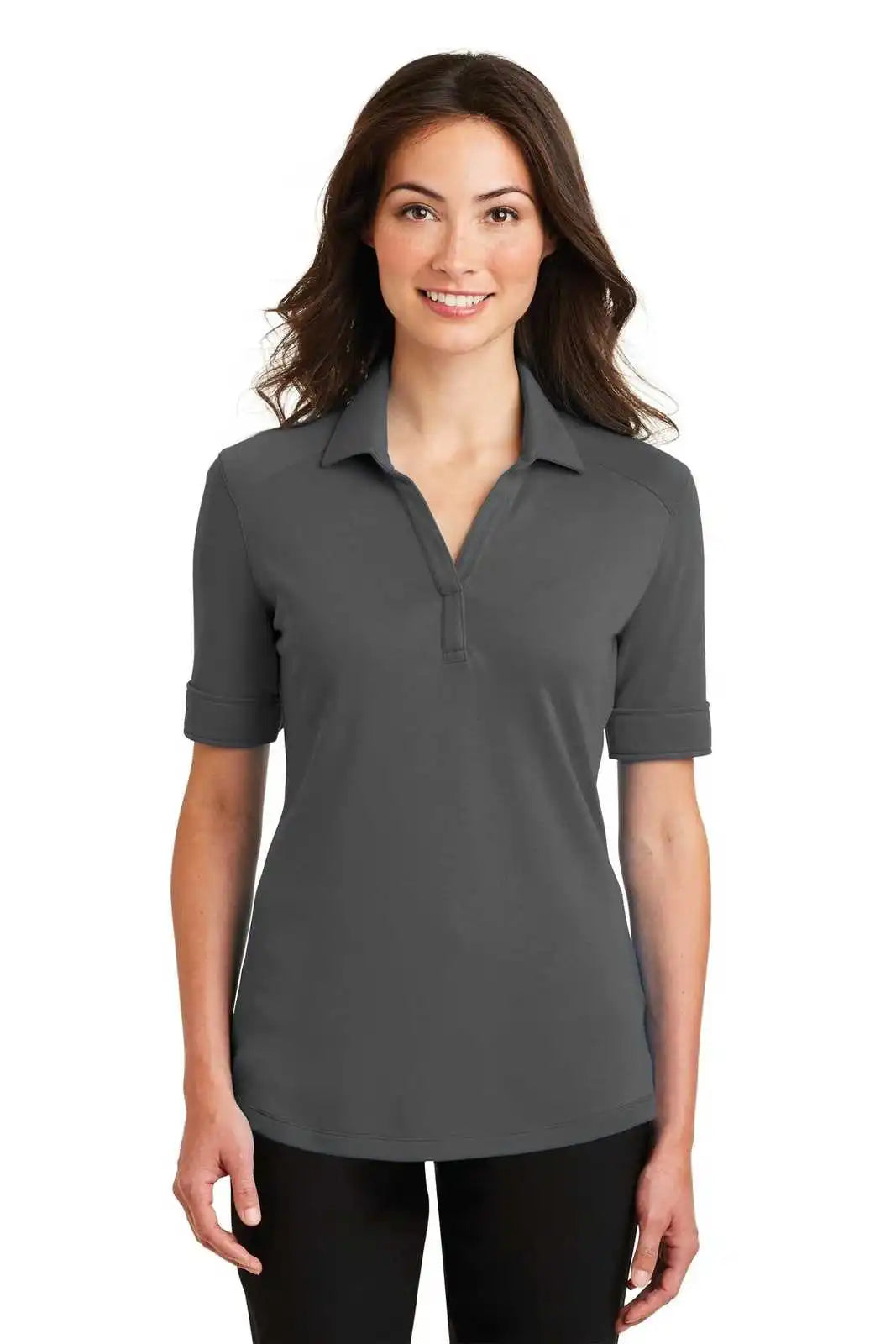 Port Authority L5200 Ladies Silk Touch Interlock Performance Polo - Sterling Gray