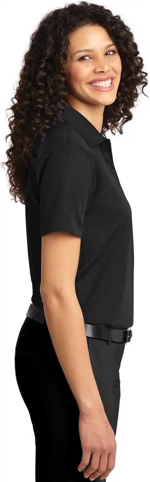 Port Authority L525 Ladies Dry Zone Ottoman Polo Black