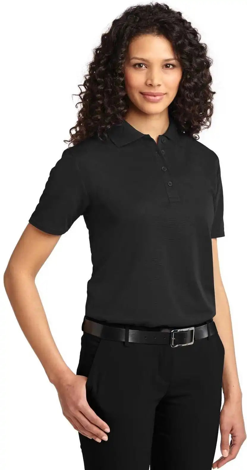 Port Authority L525 Ladies Dry Zone Ottoman Polo Black