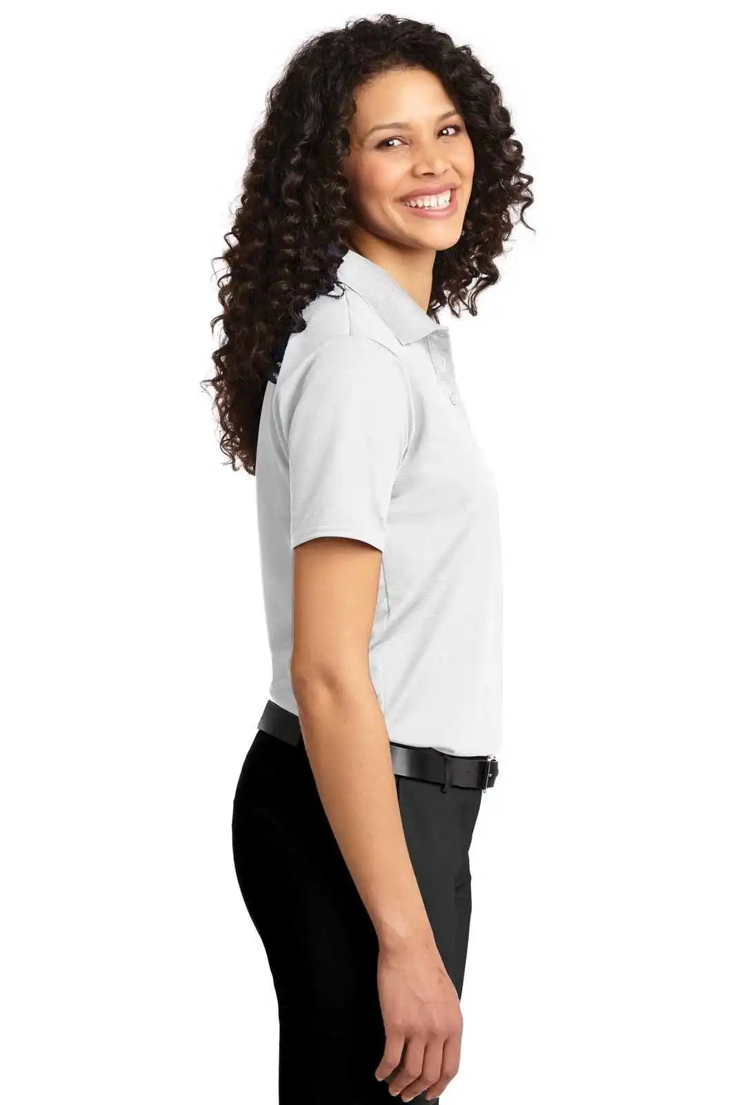 Port Authority L525 Ladies Dry Zone Ottoman Polo - White