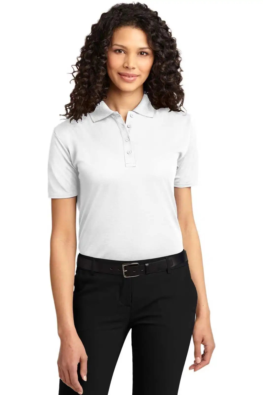 Port Authority L525 Ladies Dry Zone Ottoman Polo - White
