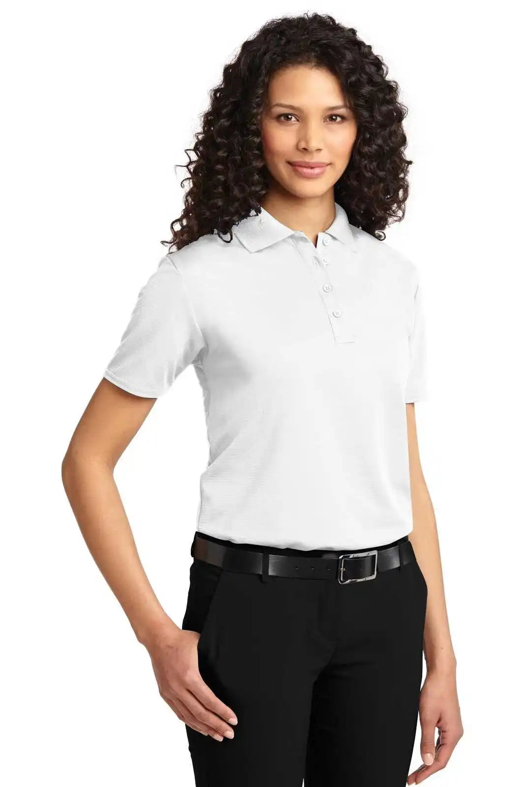 Port Authority L525 Ladies Dry Zone Ottoman Polo - White