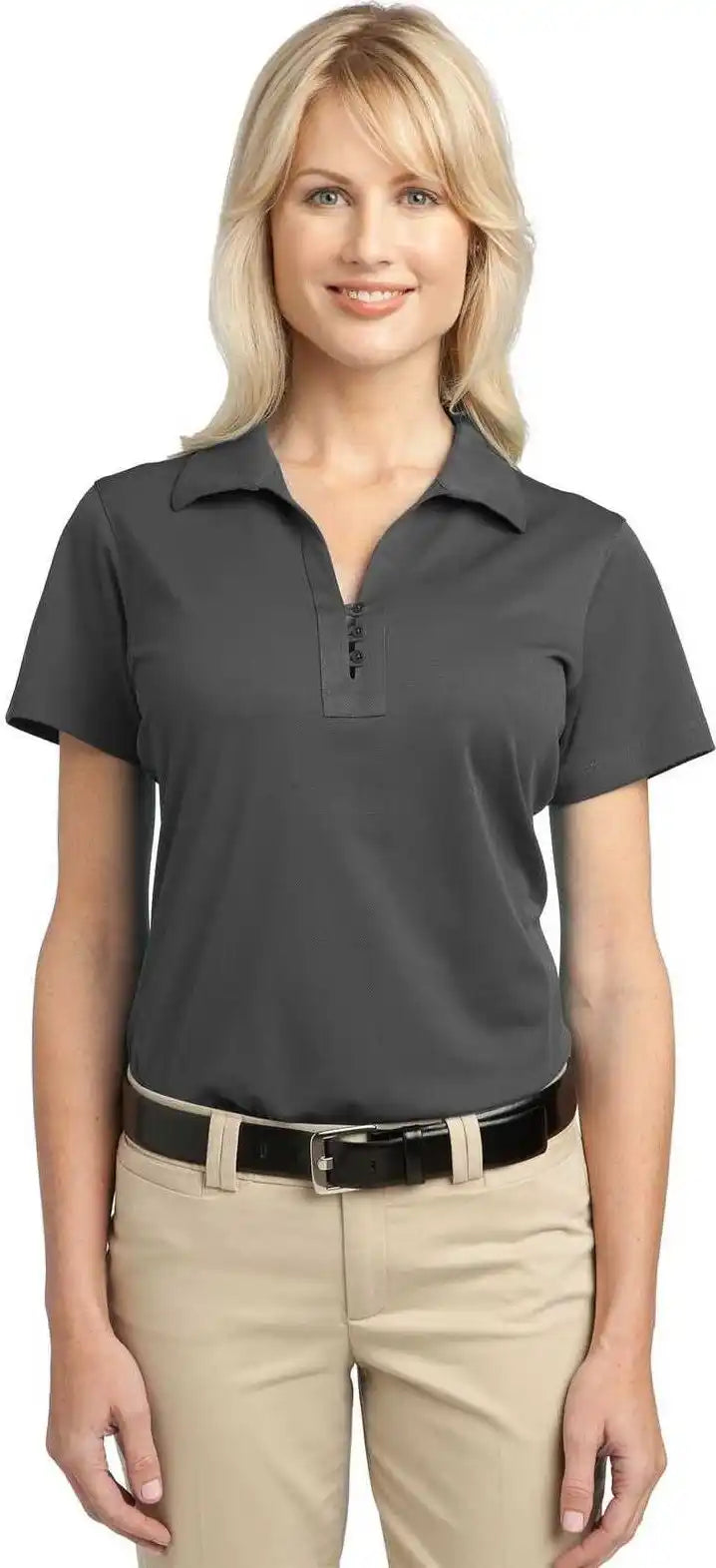 Port Authority L527 Ladies Tech Pique Polo Gray Smoke
