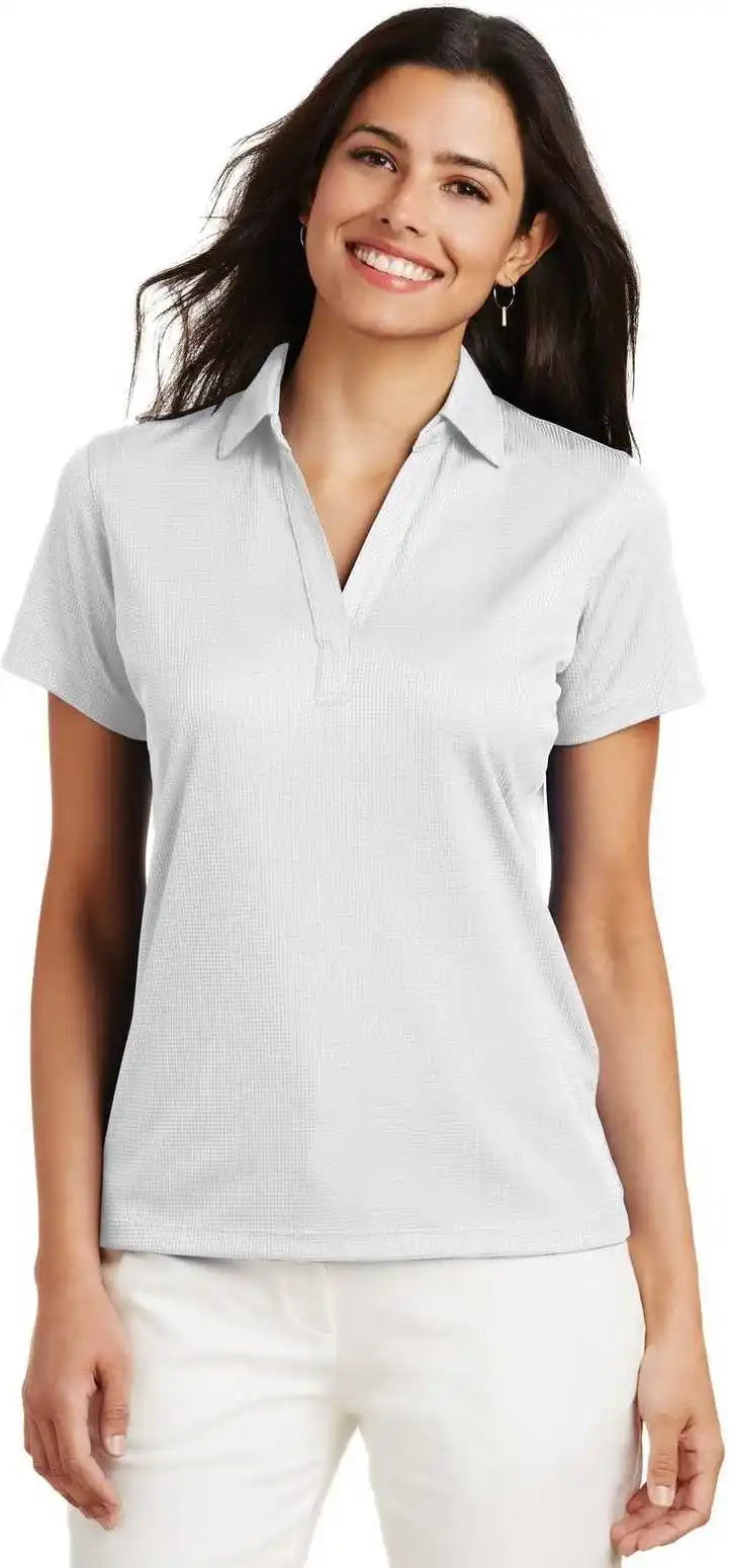 Port Authority L528 Ladies Performance Fine Jacquard Polo White