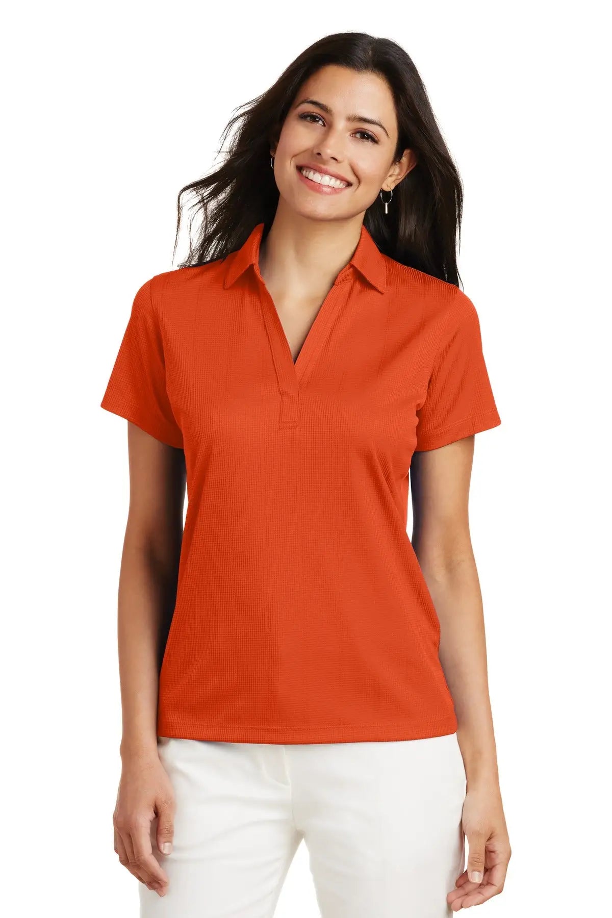 Port Authority L528 Women’s Performance Fine Jacquard Polo - Autumn Orange - Ladies Xs