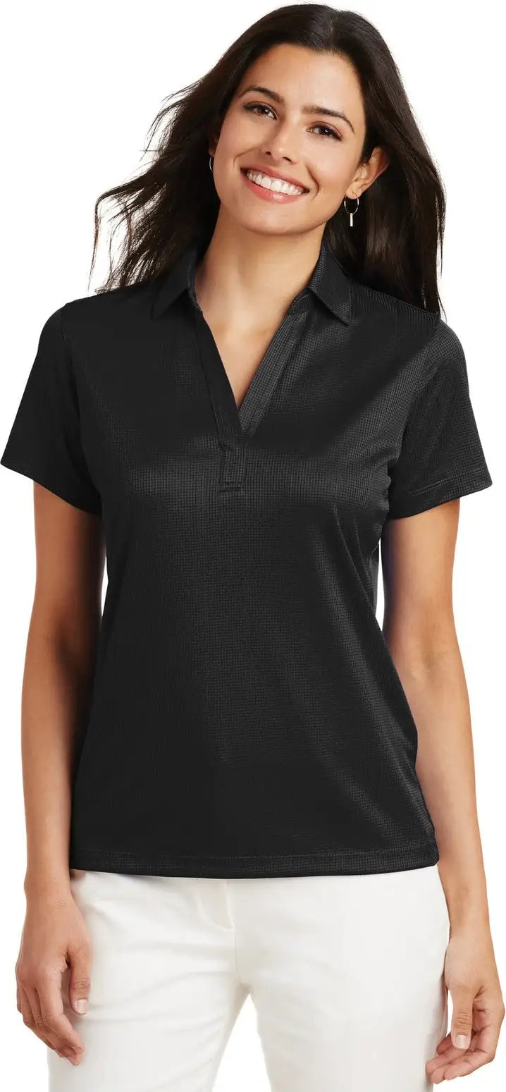 Port Authority L528 Women’s Performance Fine Jacquard Polo - Black - Ladies Xs